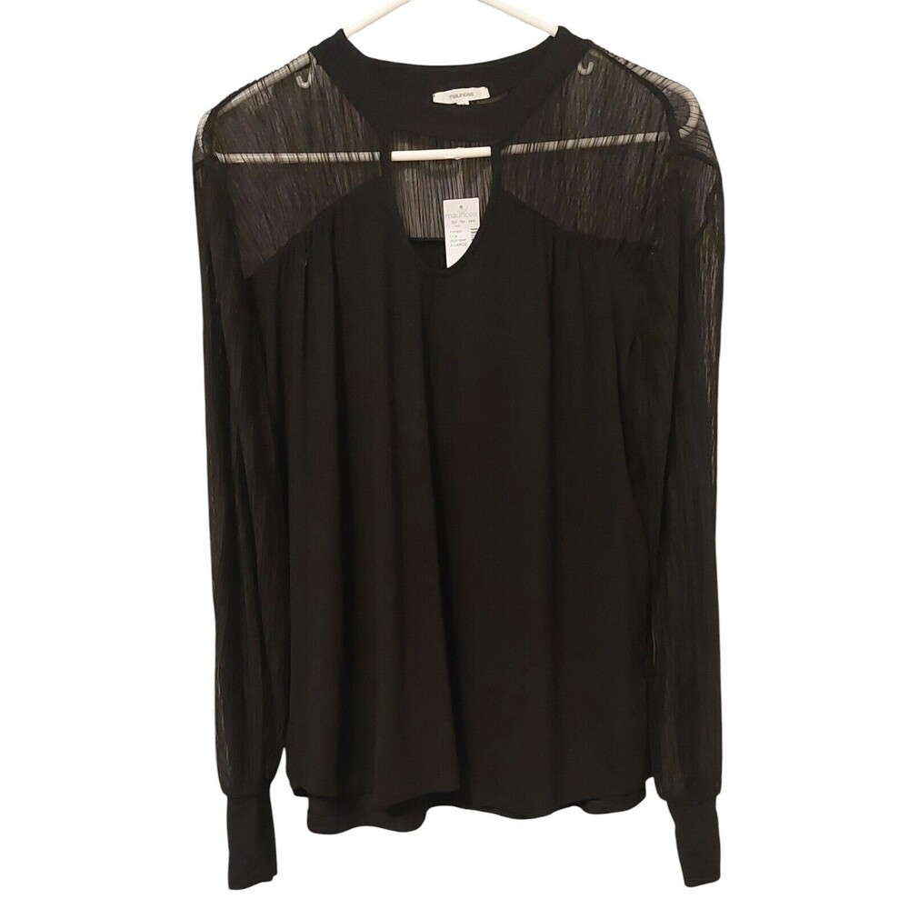 Maurices Black Tunic Sheer Balloon Sleeves Whimseygoth Coquette Top XL NWT